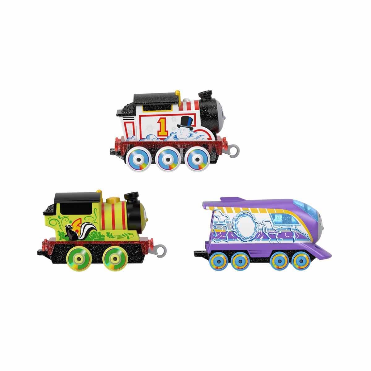Thomas and Friends Toy Train 3-Pack, Color Changers, Diecast Thomas Percy and Kana Engines with Color Reveal in Warm and Cold Wa