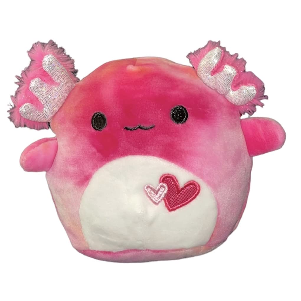 Squishmallow Official Kellytoy Collectible Sea Life Squad Squishy Soft Animals Ocean Fish (Pink, Aleka Axolotl (Hearts), 5 Inch)