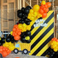 Construction Balloons, 12 Inch Black Orange Yellow Balloons,Excavator Helmet Warning Printed Latex Balloons For Construction Par