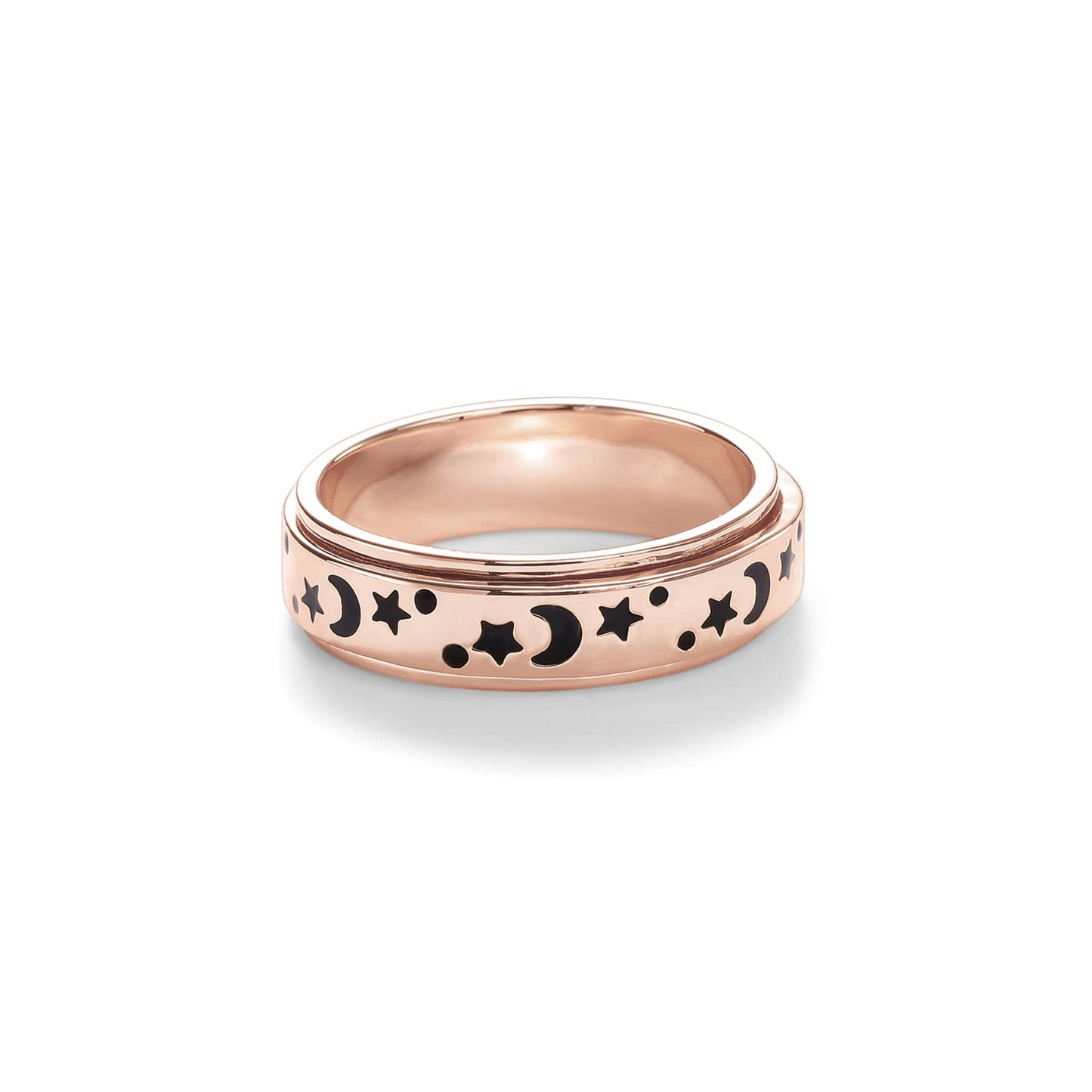 Pavoi Spinning Anxiety Ring (Moon And Star, Rose Gold, 5)