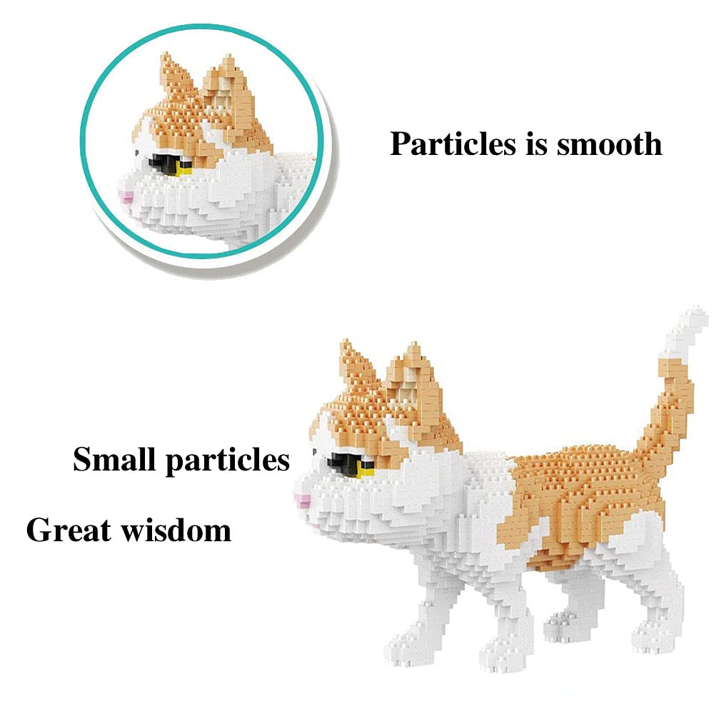 ISeeSee Mini Cat Building Blocks Pet Building Toy Bricks Micro Mini Blocks 3D Puzzle Building Blocks Set Toys Gifts for Kids or mature-themed (Cat Orange 1390PCS)