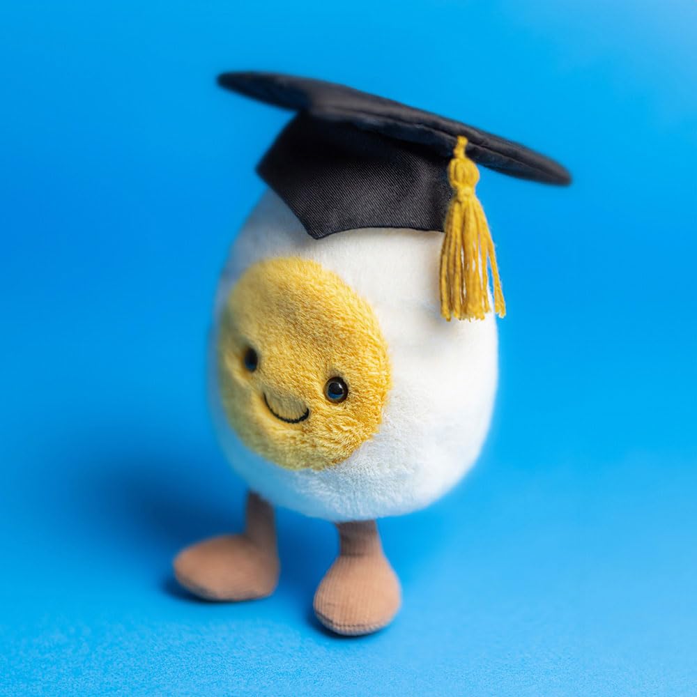 Jellycat Amuseables Boiled Egg Plush Toy, 5.5" Yellow & White Stuffed Animal, Small Graduation Gift, Model A6BEGR