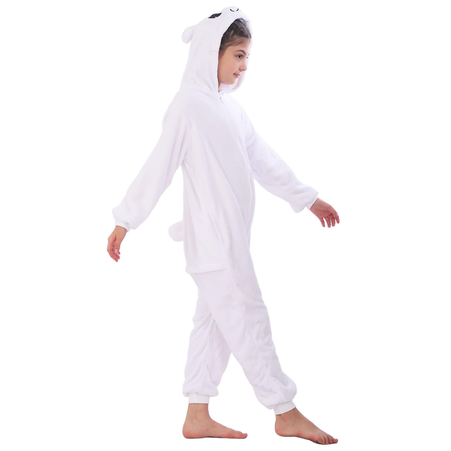 WAFUNNE Animal Onesie Costume for Kids Child Boys Girls Womens Mens Cosplay Halloween Costumes Easter Onesies White Polar Bear S