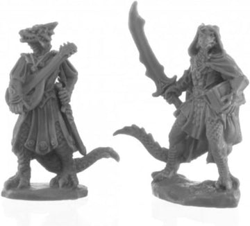 Dragonfolk Bard and Thief Miniature 25mm Heroic Scale Figure Bones Black Reaper Miniatures
