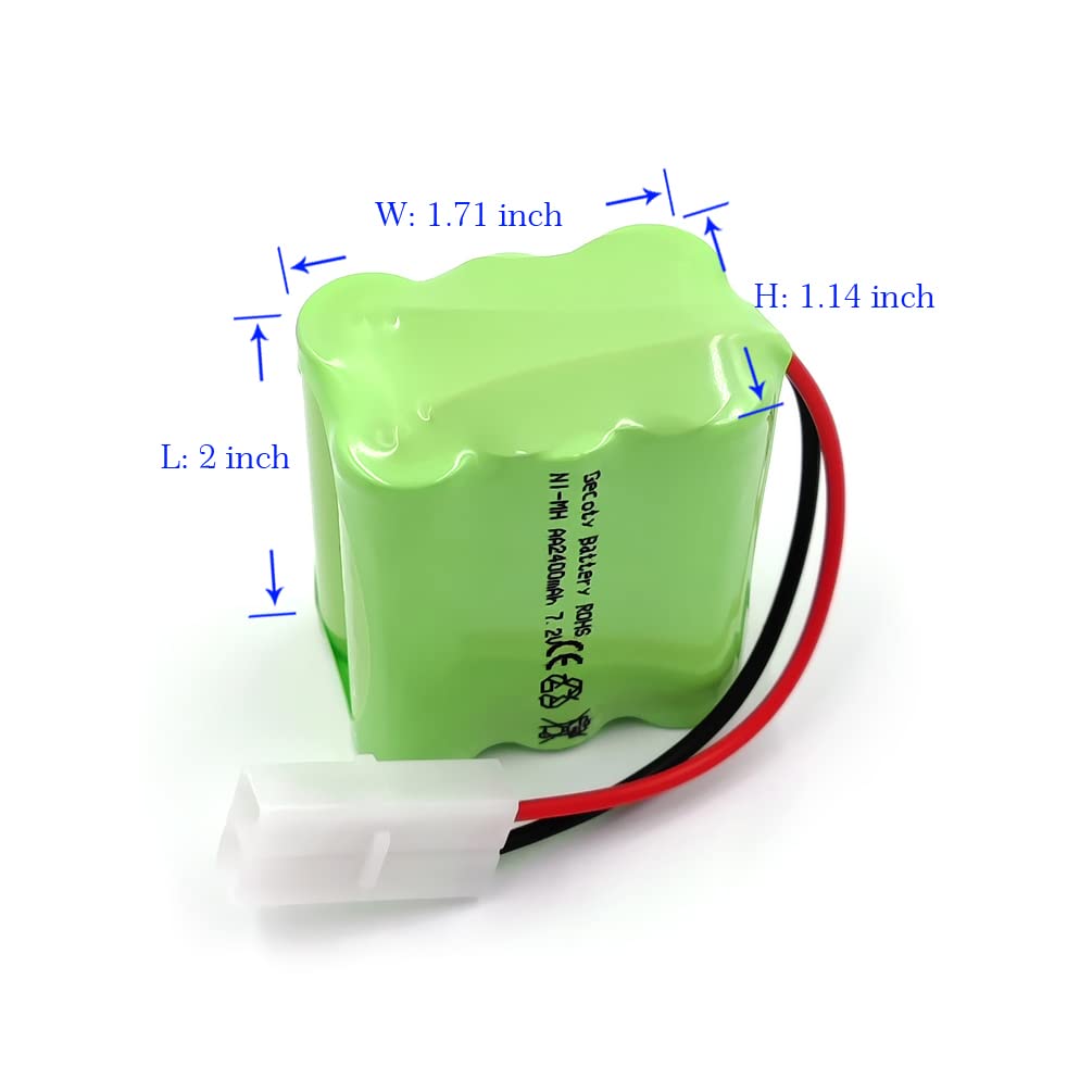 Gecoty 7.2V Ni-MH AA Rechargeable Battery Pack with Tamiya Plug for RC Trucks, Boats, Tanks - 2400mAh Model tech06