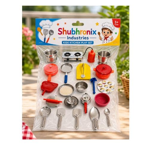 Shubhronix Industries Kids Kitchen Play Set, Mini Utensils Toy, Multicolour, for 3+ Years Boys and Girls