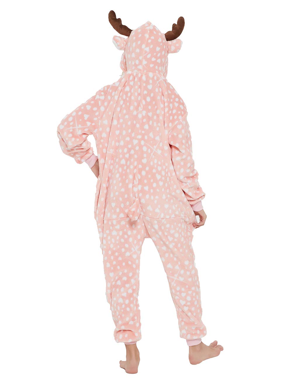Casabaco Kid Reindeer Onesie Pajamas Deer Christmas Halloween Costume Boy Girl Animal Onepiece (Pink, 140)