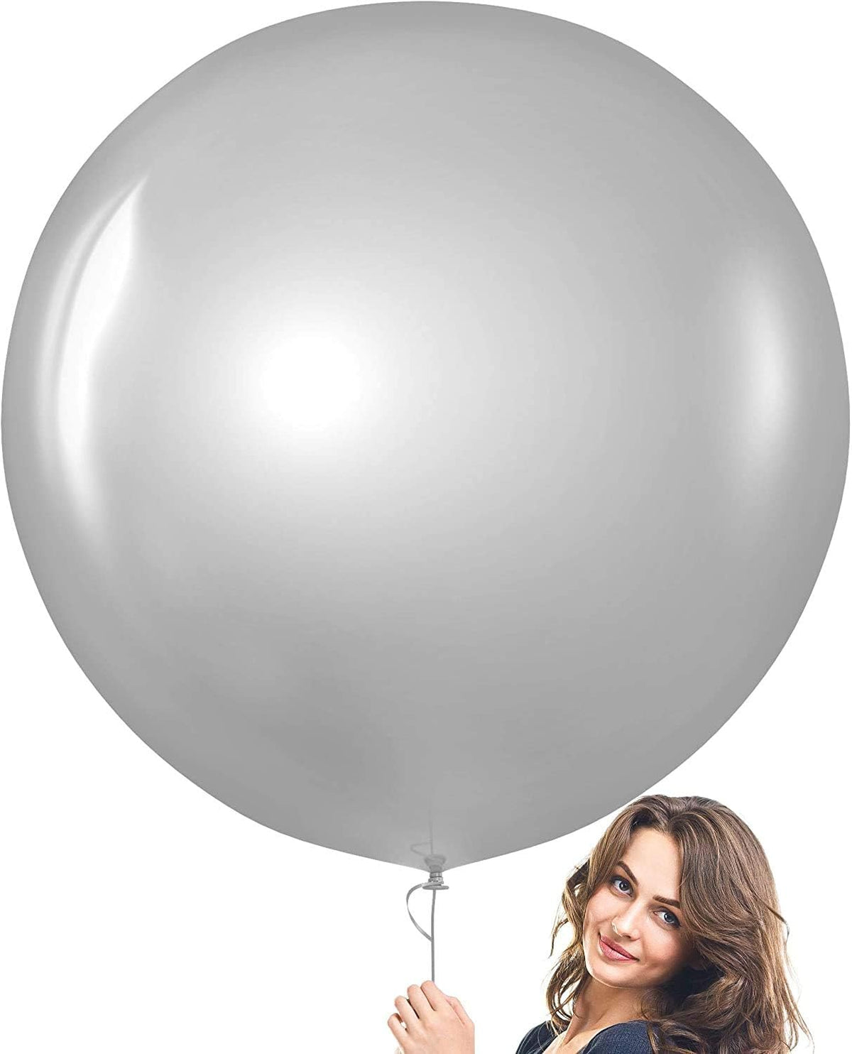LUDALY Jumbo 36 Inch Giant Latex Balloons for Photo Shoot, Wedding, Baby Shower, Birthday Party and Event Decoration (Silver)