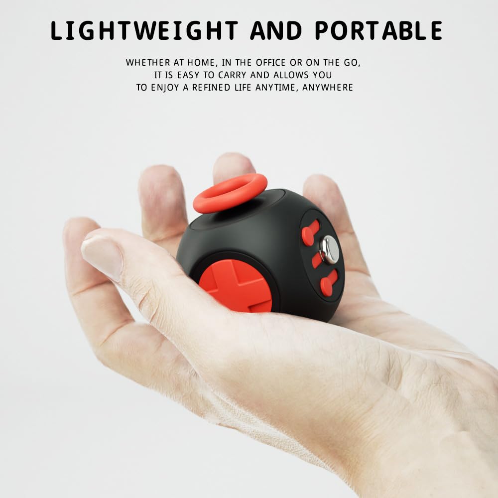Fidget Toys Fidget Blocks Fidget Pads Stress Fidget Block Twisty Fidget Toy Cube Anxiety Toy Infinite Cube (Black Red)