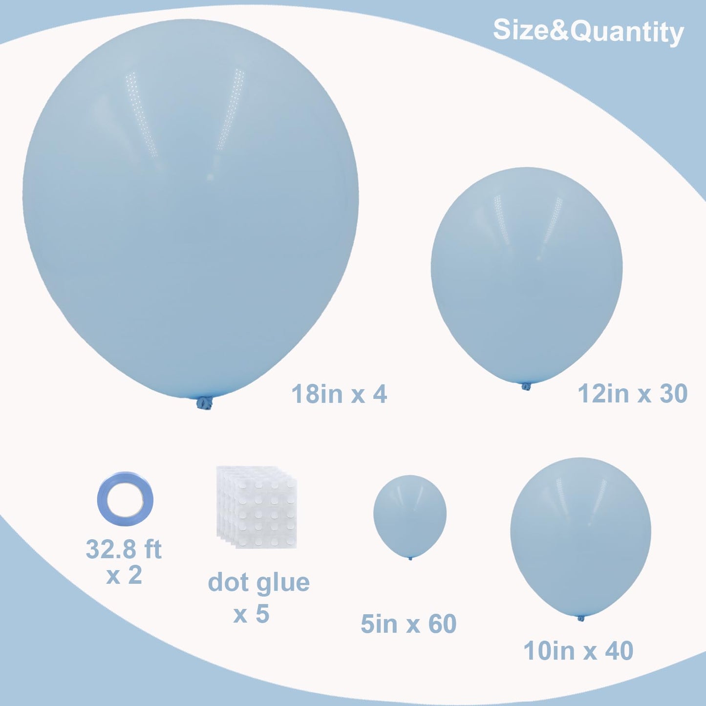 Pastel Blue Balloons In Different Sizes 5 10 12 18Inch-134Pcs Pastel Blue Balloon Balloons For Garland Arch