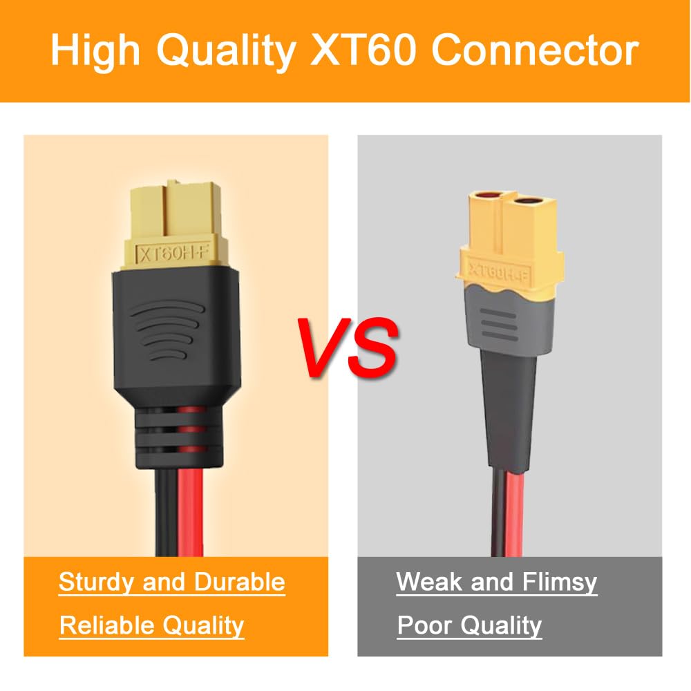 GRZWAYS 2 Pairs XT60 Plug Female and Male Connector with 12AWG Wire for RC Lipo Battery Cable Drone Car Boat