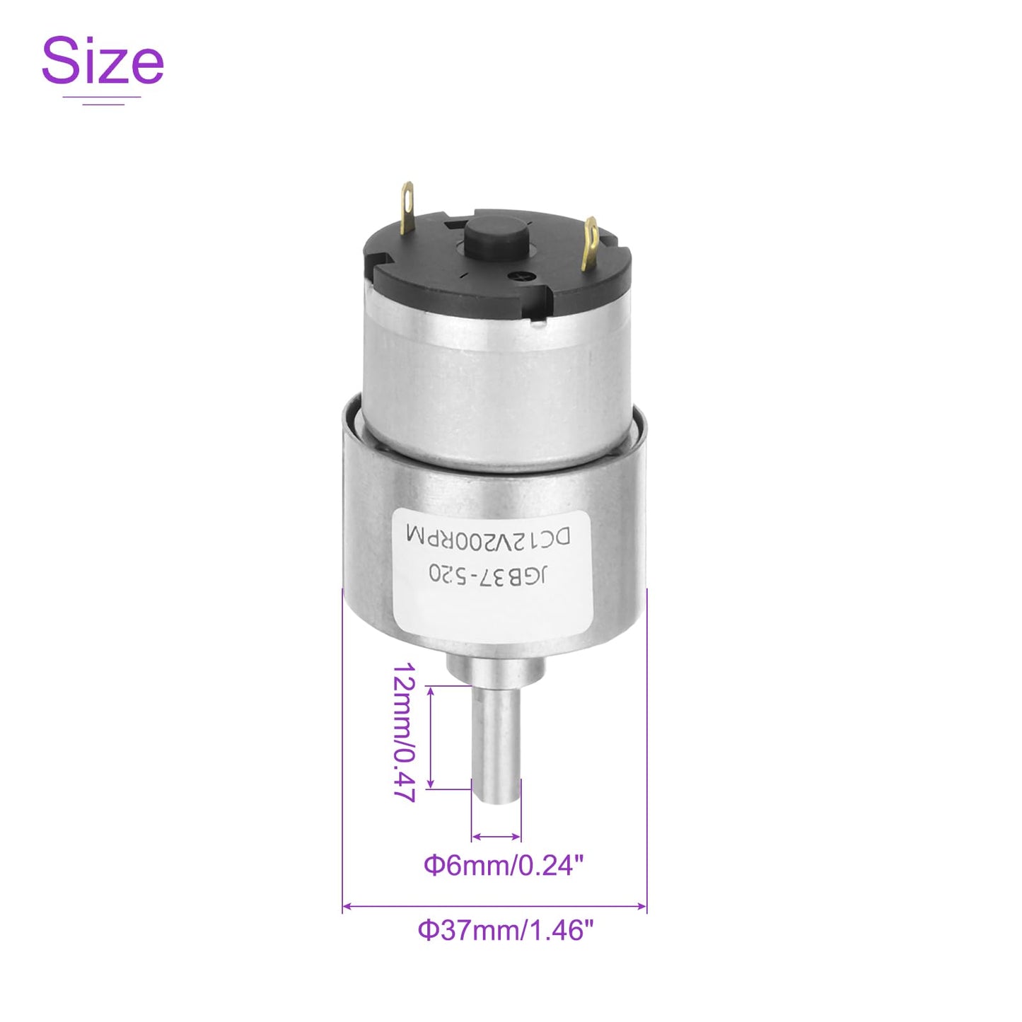 DMiotech Micro DC 12V 200RPM Geared Motor with Bracket Gear Reduction Motors 37mm Diameter Gearbox Micro Speed Reduction for RC