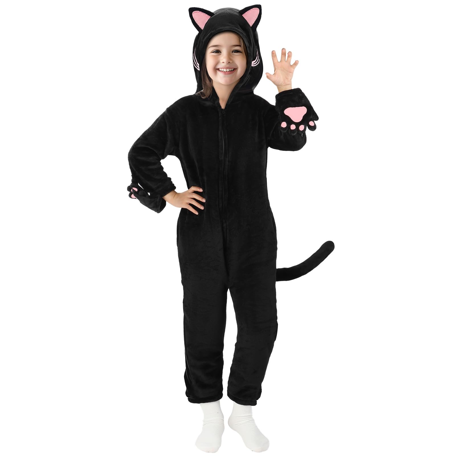 Joycover Cat Costume For Girls, Black Cat Costume For Girls Kids Dress Up, Onesie Cat Noir Costume, Role Play Halloween Costumes