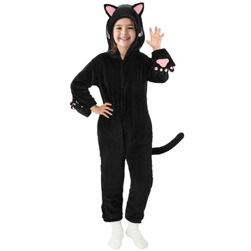 Joycover Cat Costume For Girls, Black Cat Costume For Girls Kids Dress Up, Onesie Cat Noir Costume, Role Play Halloween Costumes
