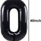 Toniful 40 Inch Large Black Number 25 Balloons Giant Digital 25 Or 52 Helium Balloons, Foil Mylar Big Number Balloons For 25Th O