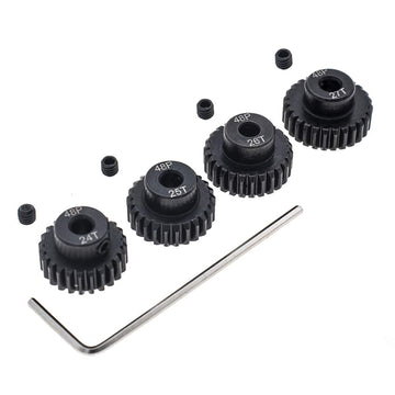 4pcs 48P Pinion Gear 3.175mm Set Hardened 24T 25T 26T 27T 48DP Pitch Gears RC Upgrade Part with Screwdriver