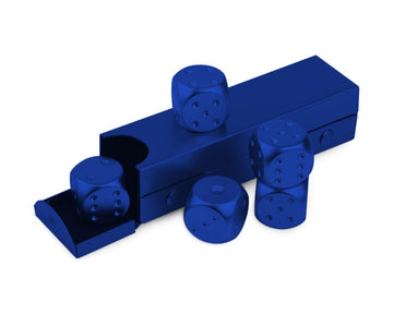 DS.DISTINCTIVE STYLE Aluminum Alloy Dice 5 Pieces 16mm Portable Metal Dices with Case 6 Sided Dice forParty Game (Blue Rectangle