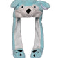 Joyhy Kids Adults Plush Hat Ear Moving Ear Flap Hat With Paw Blue Wolf