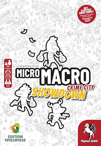 Pegasus Spiele Micro Macro Crime City: Showdown Board Game - Multicoloured, Model 59064E, Paper Material, Engaging Detective Gameplay