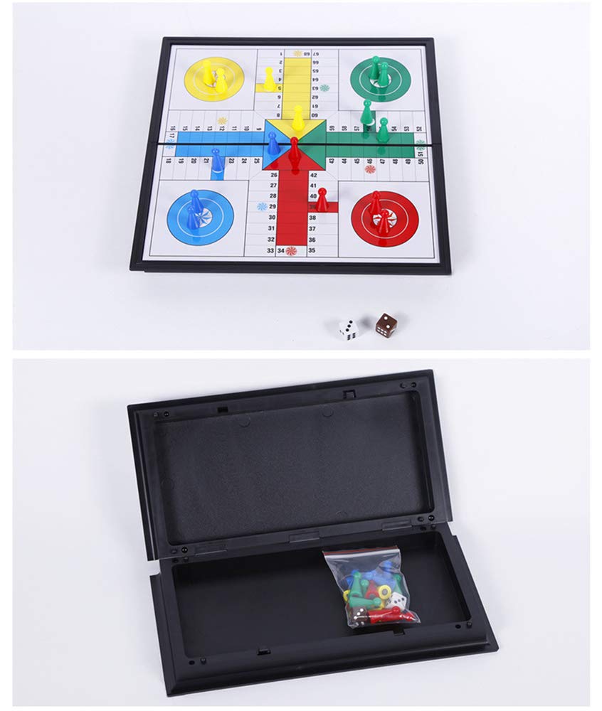 KOKOSUN Ludo Game Board Set - 9.5” Magnetic Folding Travel Game for Kids & Adults, Right Angled Model, Small Size, Plastic Material