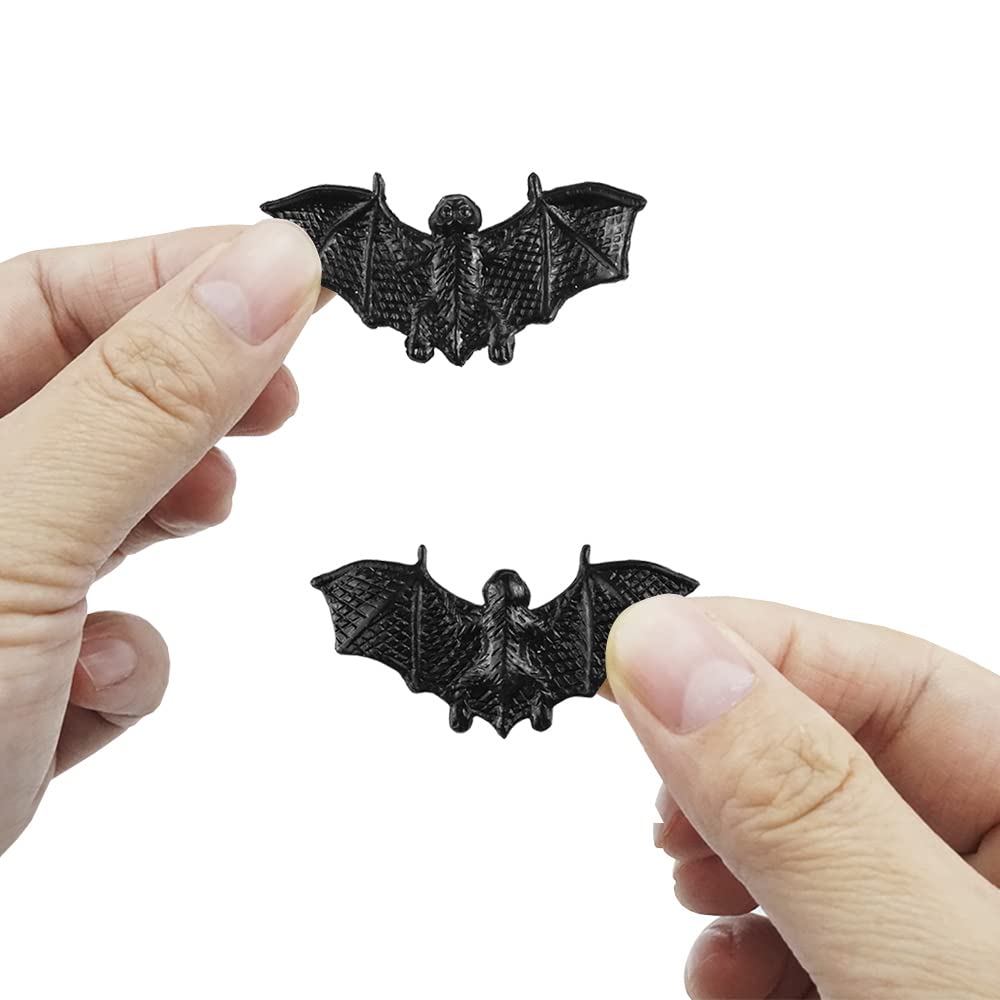Saktopdeco 40 Pcs Black Bats Halloween Decoration Mini 3D Bat Plastic Toy Party Favor Artificial Bats For Crafts Creepy Scary Prank Toys