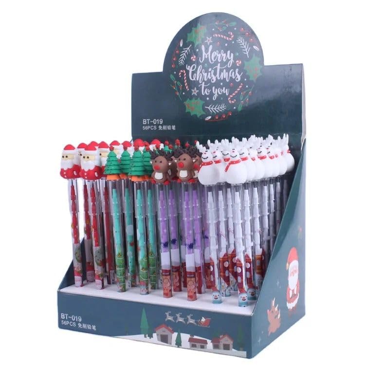 Le Delite Christmas Return Gifts For Guest, Family, Friends & Relatives I 10 Piece Xmas Santa Snowman Tree Reindeer Pencils Cap 