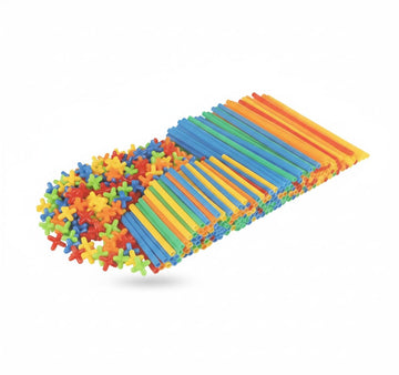 Mobclixs 200 Pcs DIY Plastic Brick Building Set for Kids 4D Space Pipe Blocks Straw Connector Building Toys Multicolor Interlock