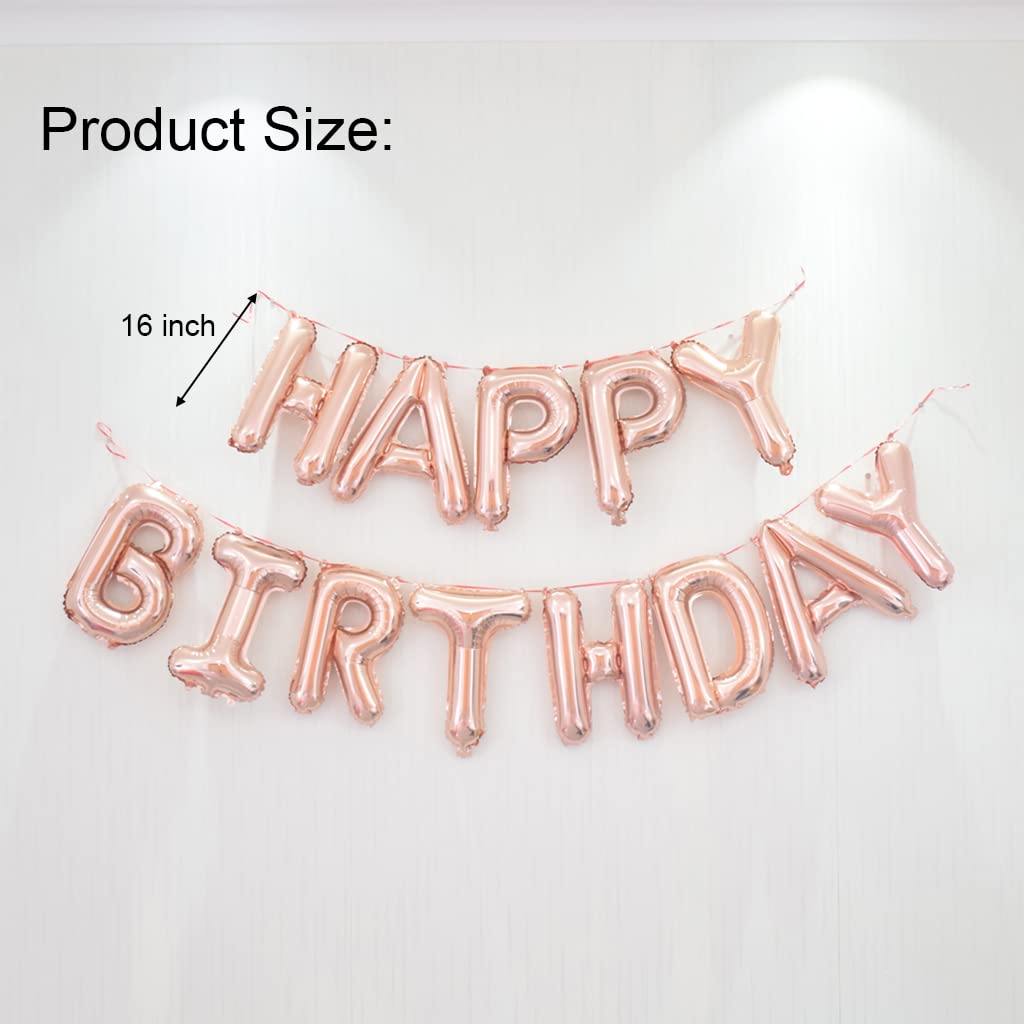 Happy Birthday Balloon Banner 40 Inch 13 Balloon Number 16 Inch Happy Birthday Letters Balloons Rose Gold Foil Mylar Balloons Fo