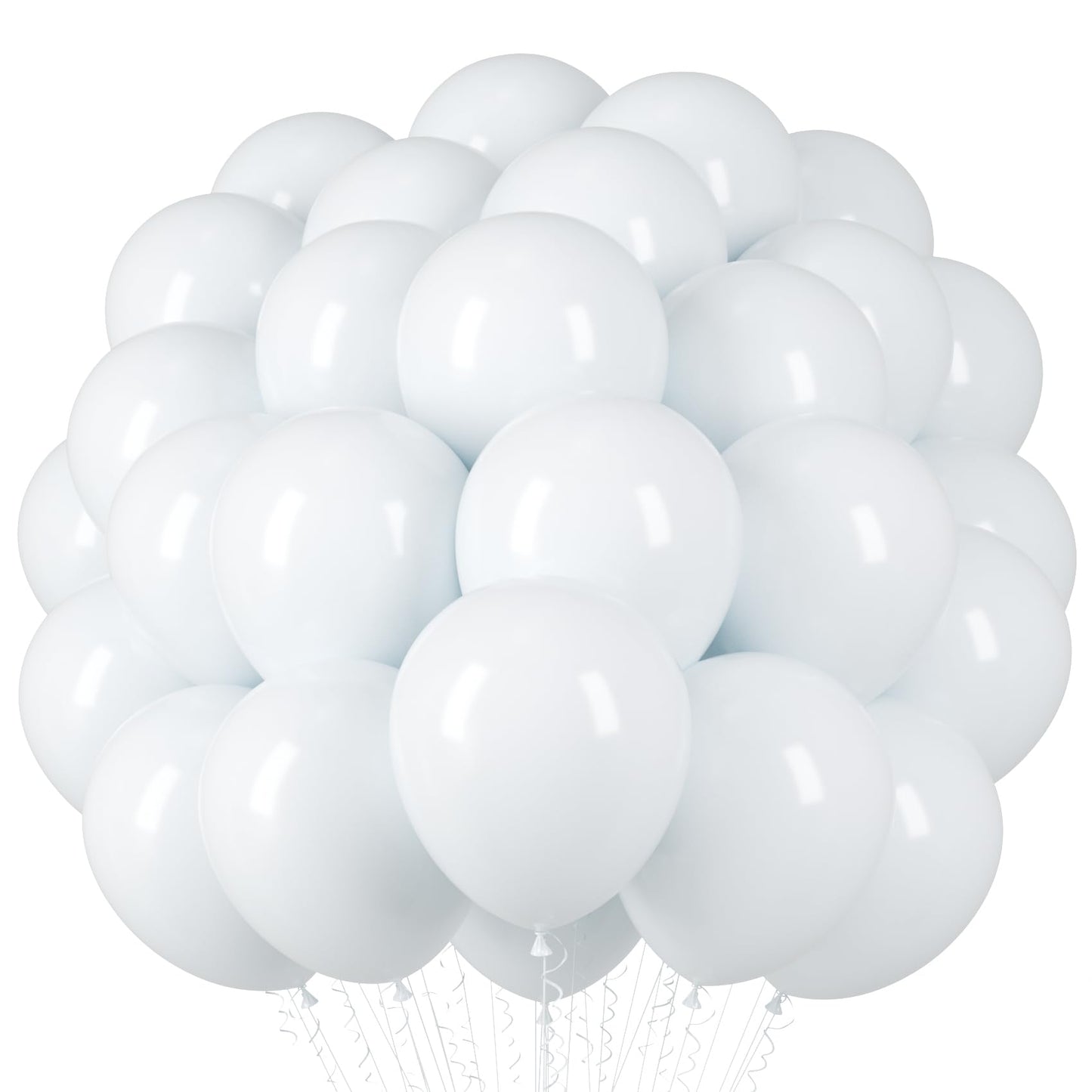 Voircoloria White Balloons, 66Pack 12Inch White Pearl Latex Party Balloons For Wedding, Birthday, Graduation, Bridal Shower, Bab