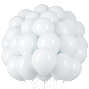 Voircoloria White Balloons, 66Pack 12Inch White Pearl Latex Party Balloons For Wedding, Birthday, Graduation, Bridal Shower, Bab
