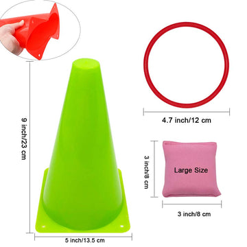 3 In 1 Carnival Games Set, Soft Plastic Cones Cornhole Bean Bags Ring Toss Games For Carnival Kids Birthday Party Indoor Outdoor Games Supplies