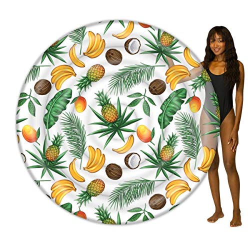 Poolcandy Giant Tropical Inflatable Fruit Island Pool Float 72, 2 Person Size