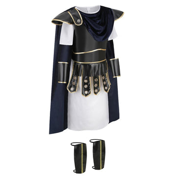 Lmyove Kids Warrior Costume, Halloween Boys Roman Soldier Gladiator Viking Medieval Historical Role Playing Party 4-11Y (Medium,