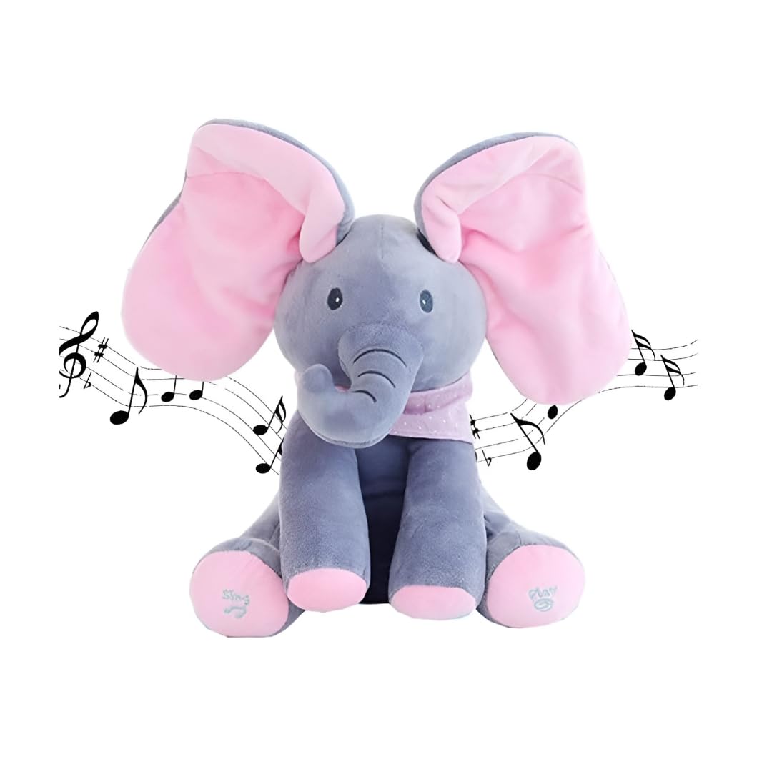 Apeacute PeekABoo Elephant Stuff Toy For Baby, Toddlers And Kids | Musical Soft Plush Elephant Toy With Flappy Ears & Singing 