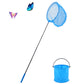 Worown 1 Pack Telescopic Butterfly Nets, Extendable Fishing Nets with 1 Folding Water Buckets for Catching Insects Bugs Playing 