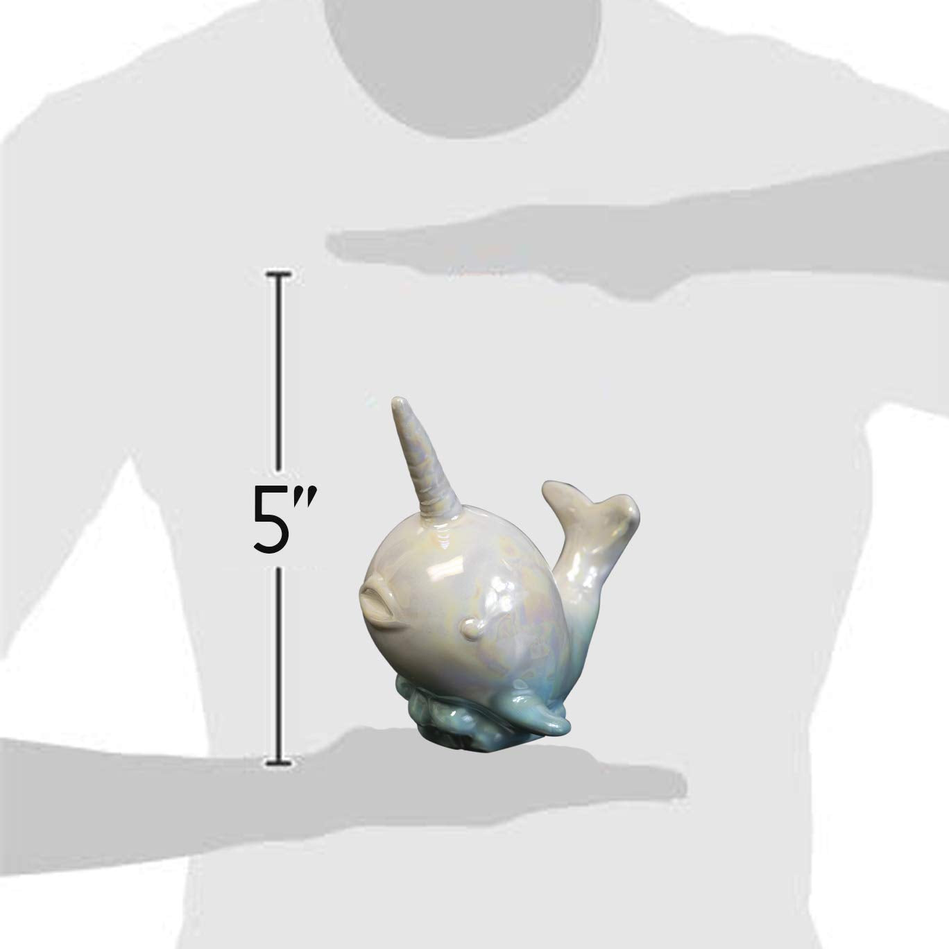 Sea Creations Ceramic Narwhal Figurine Teal And White 5'' Perfect For Any Room Decor