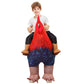 Comin Inflatable Chicken Costume Kids Ride-On Rooster Costume Blow Up Suit Funny Fancy Dress Cosplay Cock Halloween Costume For