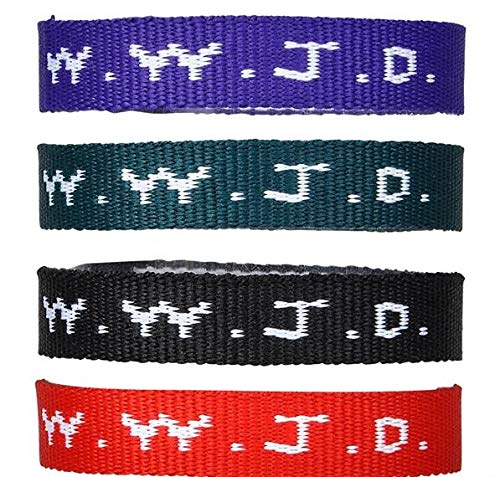 Rhode Island Novelty W.W.J.D. Webbing Bracelet Assortment (12 Pc)