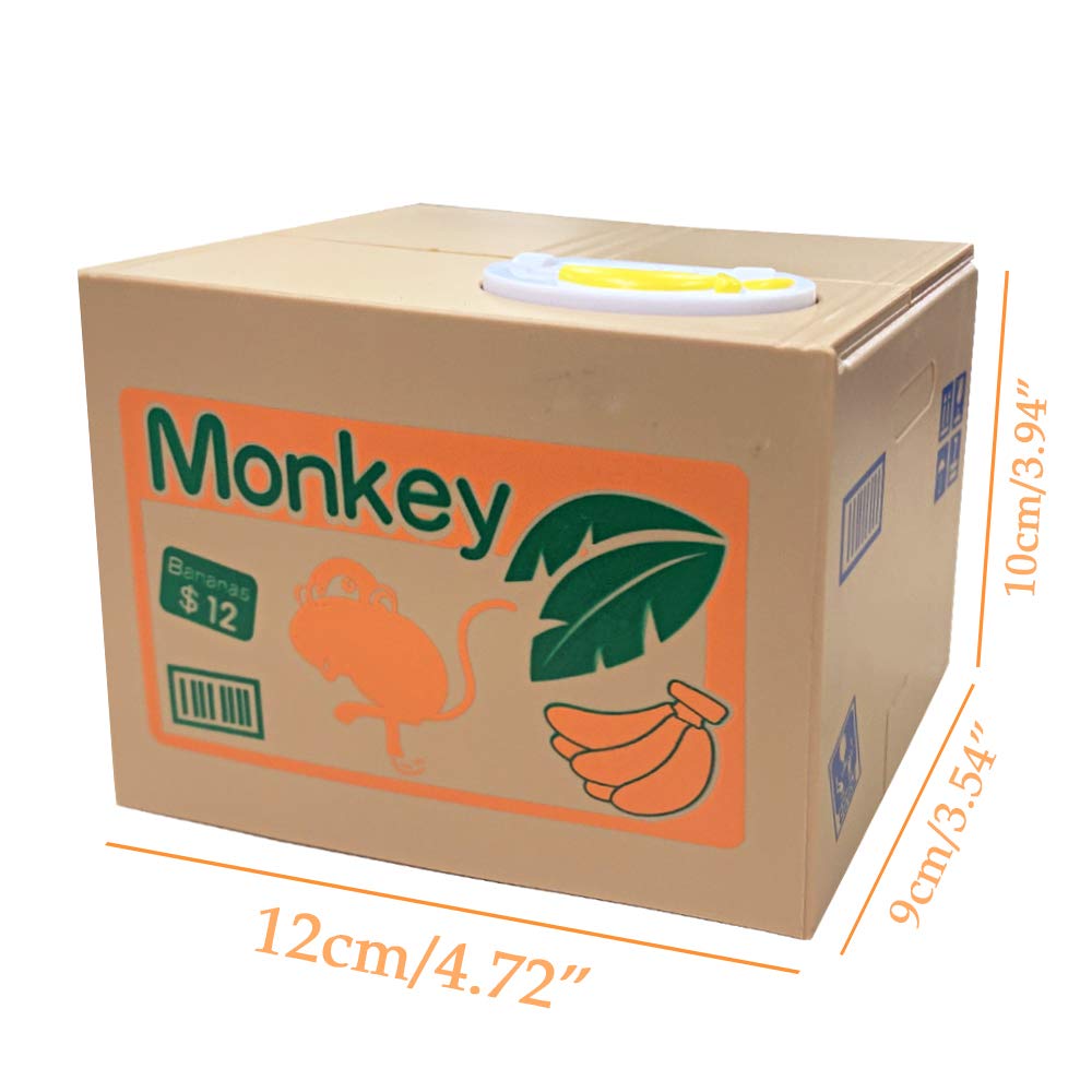 Resulzon Kids Piggy Bank, Stealing Atm Coin Cash Money Counter Saving Can, Cute Mokey Electronic Smart Voice Prompt Piggy Bank S