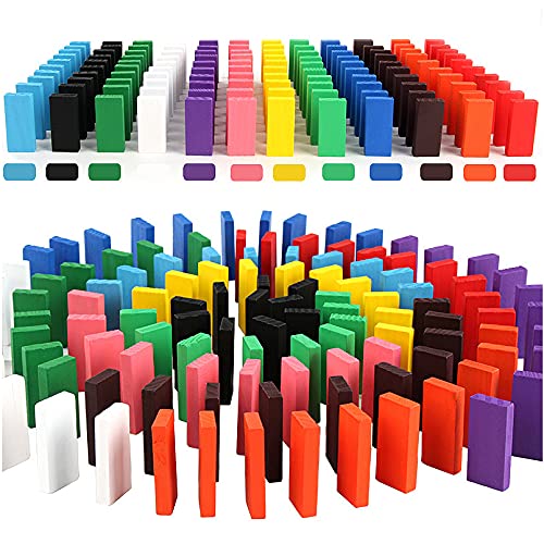 Pulsbery Wooden Building Blocks100Pcs Wooden Dominoes Educational Stacking Counting Adding Subtracting Multiplication Building 