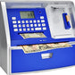 Like Talking Atm Savings Bank, Digital Piggy Bank, Atm Money Coins Machine For Kids Birthday Gift (Blue/Silver)