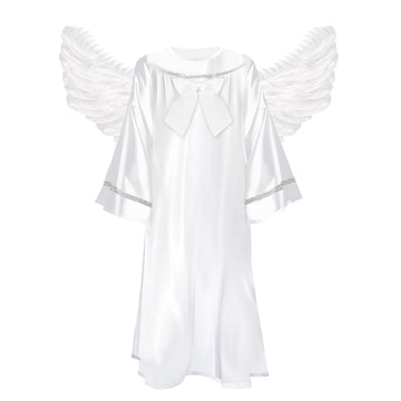 Ttq3Pcs Kid Angel Costume Set Include Girl Angel Dress,Light Angel Wing And Hairband For Halloween Birthday Party Accessories