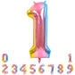 Toniful 40 Inch Rainbow Large Numbers Balloons 0-9, Number 1 Digital 1 Helium Balloons, Foil Mylar Big Number Balloons For Birth