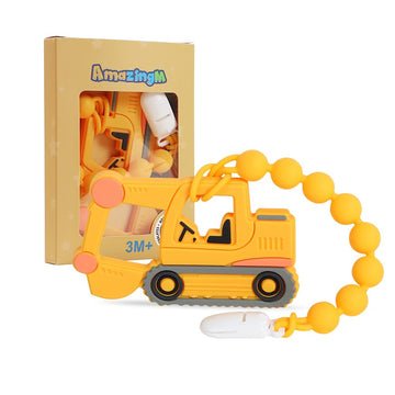 Baby Food Grade Silicone Carrier Vehicle Teether Toy With One Piece Design Pacifier Clip Holder,Teething Pain Relief Toys Gift S