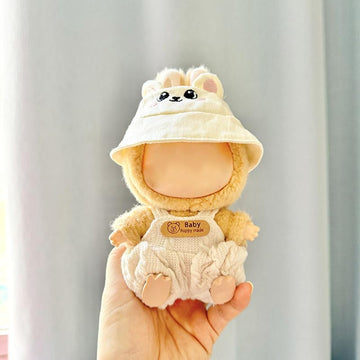 17cm Doll Clothes Suitable for labubu, Dolls Accessories Set Gift for Kids 1Hat+1Rompers No Doll TL700 (White)