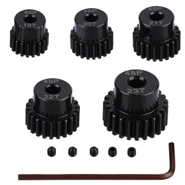 48P Hardened Steel Upgrade Pinion Gear Set: 19T 20T 21T 22T 23T fit 3.175mm (1/8-Inch) RC Motor Shaft (Work with Steel Spur Gear