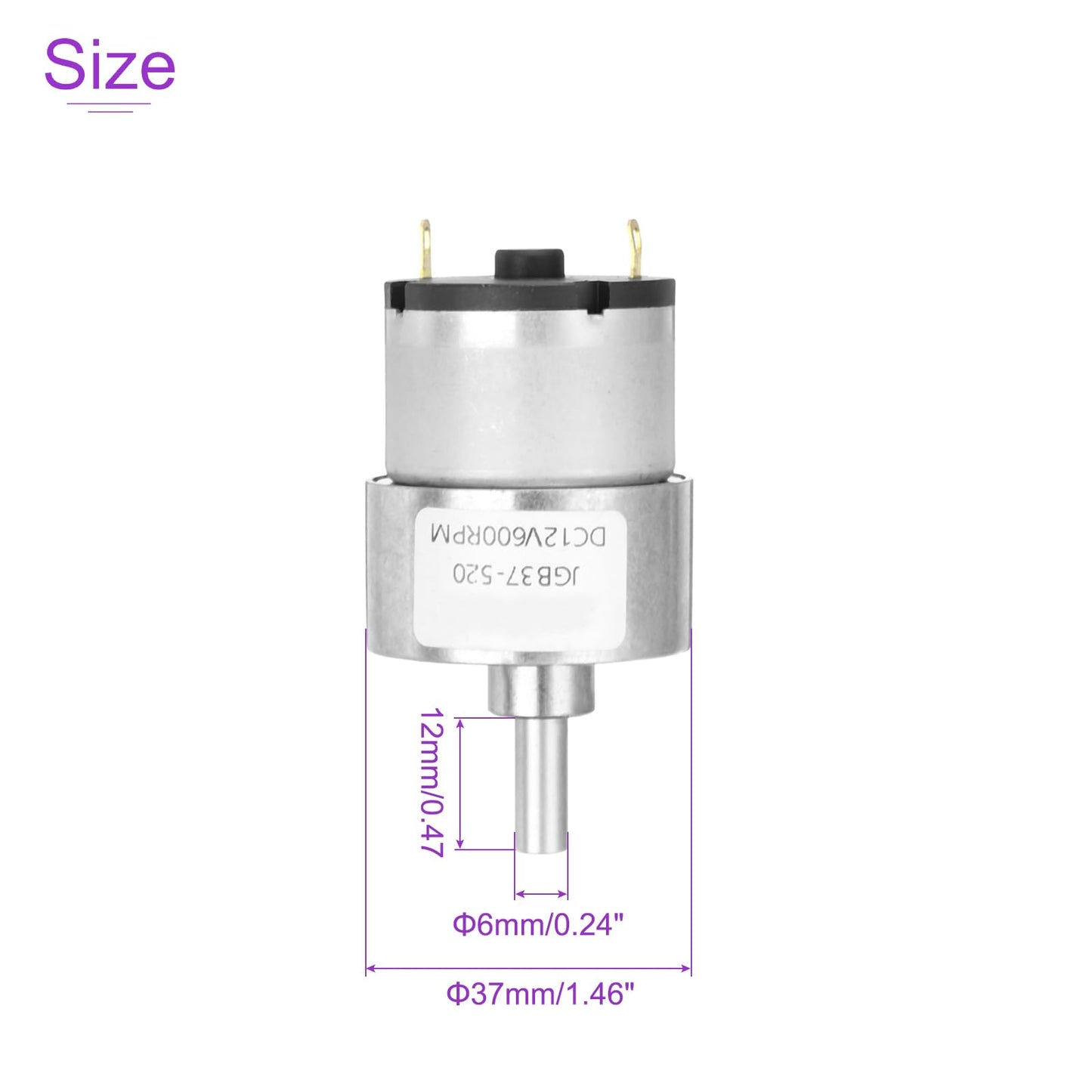 Dmiotech Micro Dc 12V 600Rpm Geared Motor With Bracket Gear Reduction Motors 37Mm Diameter Gearbox Micro Speed Reduction For Rc