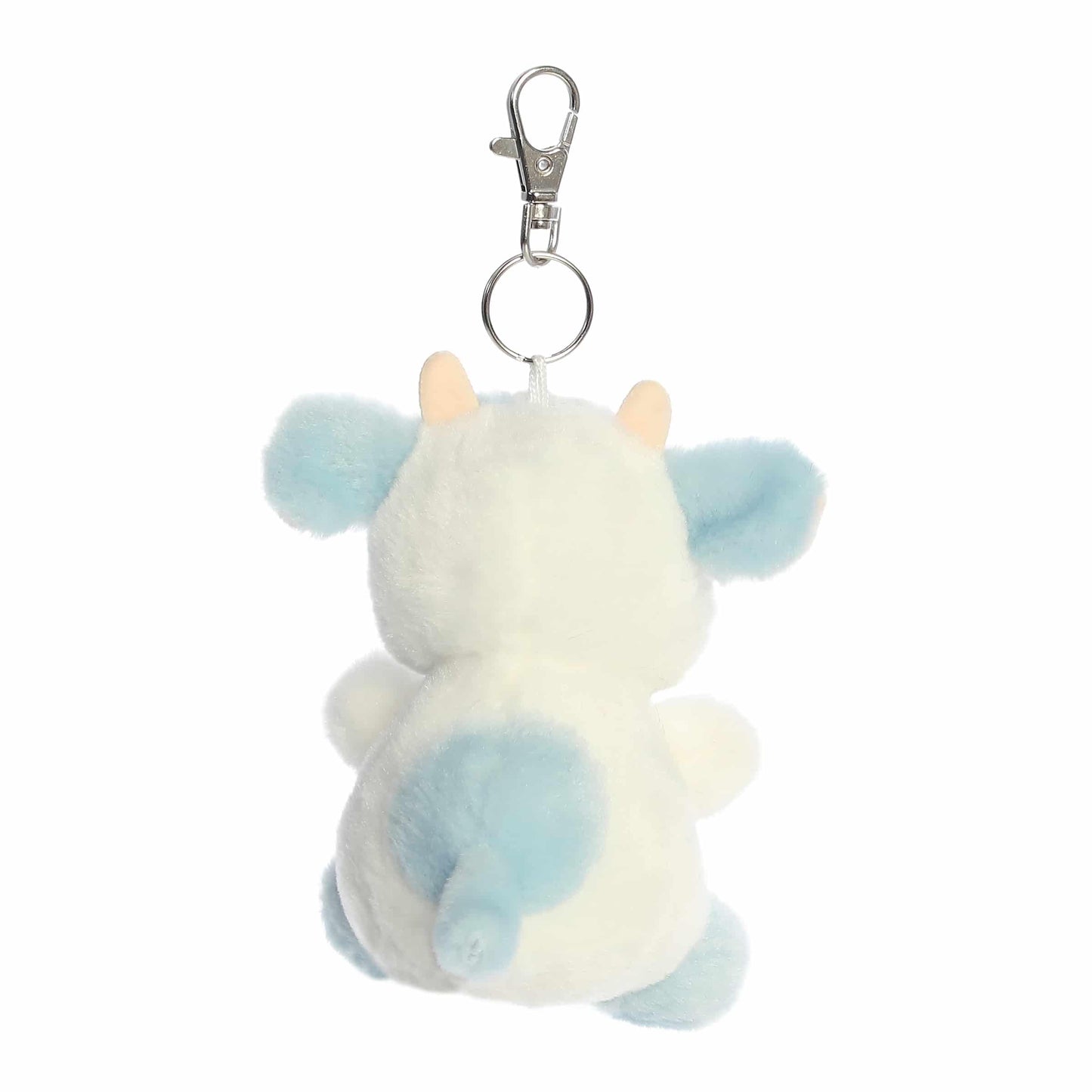 Aurora Adorable Palm Pals Skyla Blueberry Cow Clip-On - Fun Collectible Plush for Kids and mature-themed Collectors - Perfect for Decorating Rooms and Birthday Gifts - Blue 4 Inches