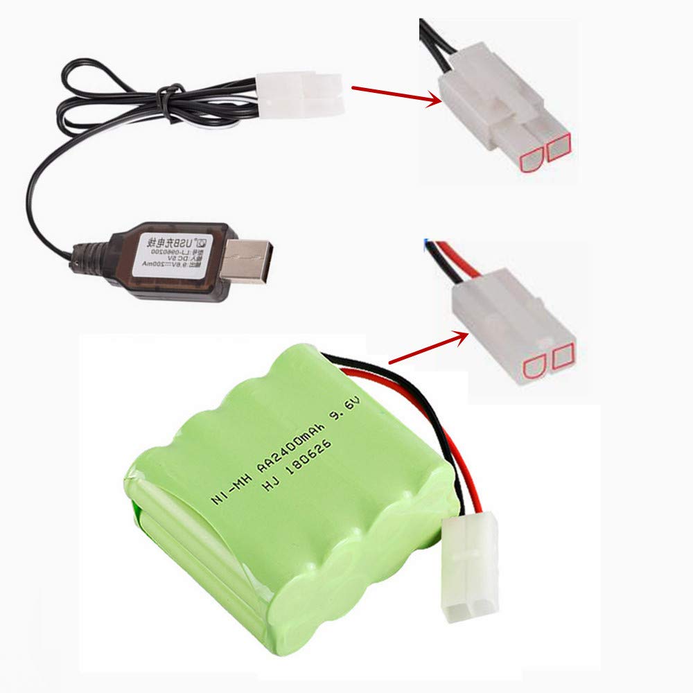 CBB 9.6V 2400mAh Ni-MH Battery Pack Rechargeable AA X Mode with Standard Tamiya Connector for HuanQi 781 728 RC 1:24 M1A2 Toy Ta