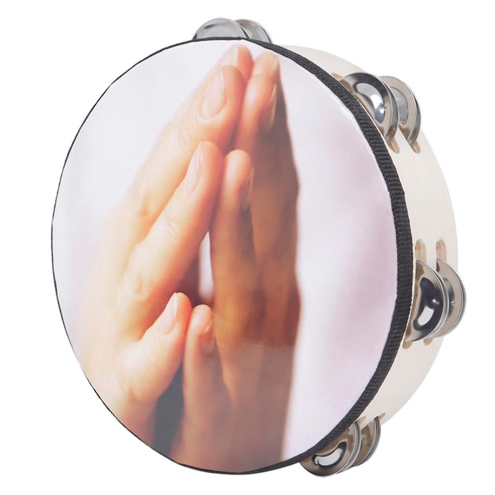 Excluzo Handheld Wooden Tambourine Double Row Drum For Kids Adults Percussion Musical Educational Toy 8 Inch